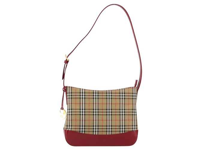 Borsa a tracolla BURBERRY Nova Check in tela Beige Gold Auth 190469A D'oro - vista 2