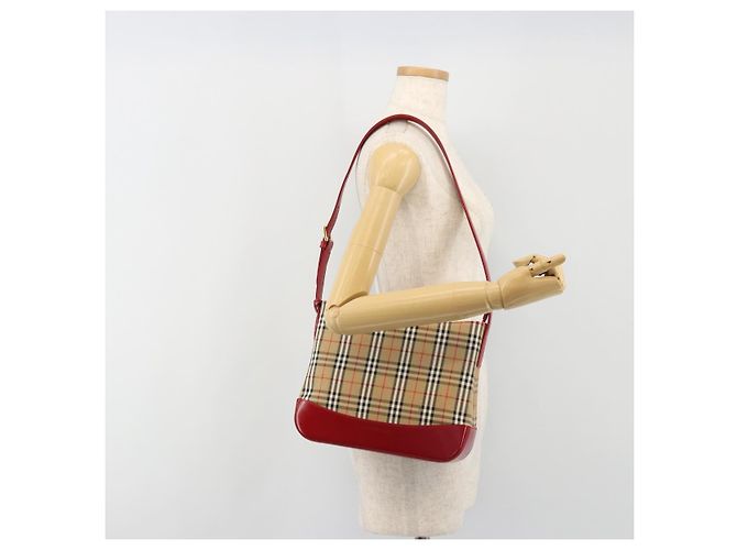 Borsa a tracolla BURBERRY Nova Check in tela Beige Gold Auth 190469A D'oro - vista 22