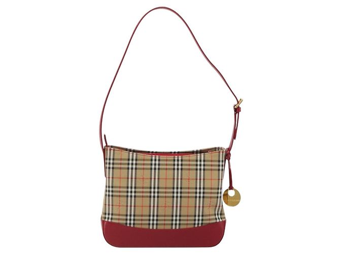 Borsa a tracolla BURBERRY Nova Check in tela Beige Gold Auth 190469A D'oro - vista 3