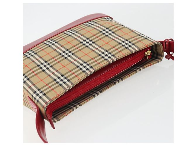 Borsa a tracolla BURBERRY Nova Check in tela Beige Gold Auth 190469A D'oro - vista 6