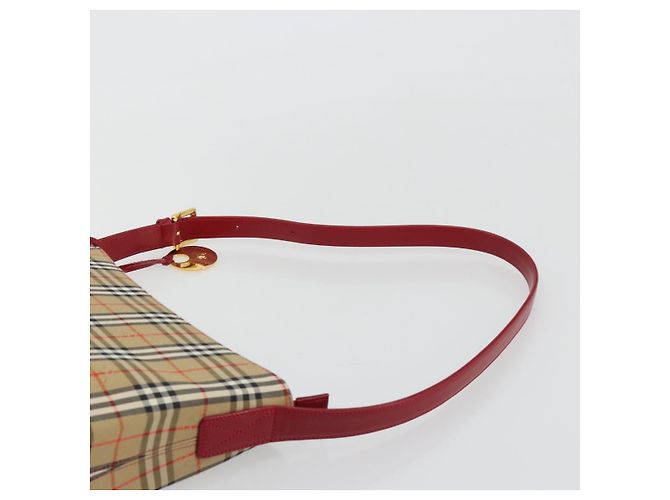 Borsa a tracolla BURBERRY Nova Check in tela Beige Gold Auth 190469A D'oro - vista 8