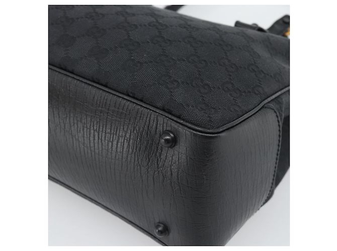 Borsa GUCCI GG Canvas Bamboo Nera 112526 Auth 190836A Nero - vista 13