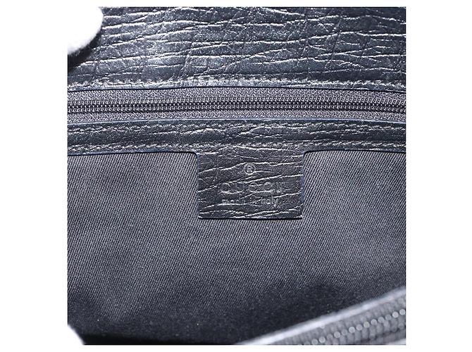 Borsa GUCCI GG Canvas Bamboo Nera 112526 Auth 190836A Nero - vista 15