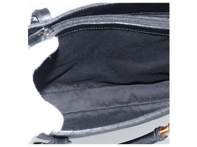 Borsa GUCCI GG Canvas Bamboo Nera 112526 Auth 190836A Nero - vista 23