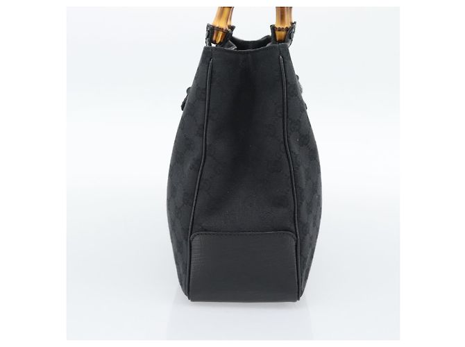 Borsa GUCCI GG Canvas Bamboo Nera 112526 Auth 190836A Nero - vista 4