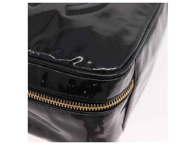 CHANEL Vanity Cosmetic Pouch Patent 2way Black Gold CC Auth BA14000A Nero D'oro - vista 12