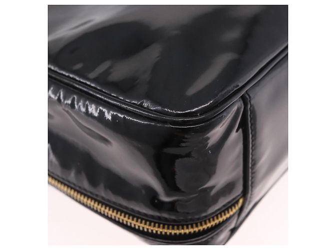 CHANEL Vanity Cosmetic Pouch Patent 2way Black Gold CC Auth BA14000A Nero D'oro - vista 14