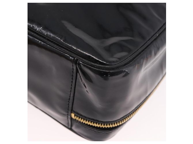 CHANEL Vanity Cosmetic Pouch Patent 2way Black Gold CC Auth BA14000A Nero D'oro - vista 15