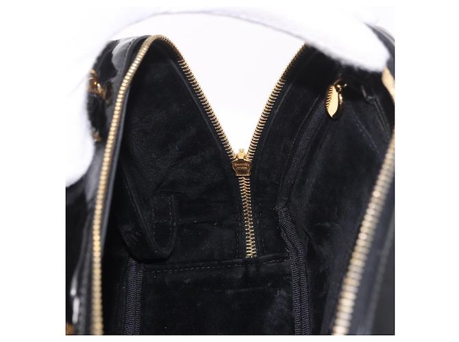 CHANEL Vanity Cosmetic Pouch Patent 2way Black Gold CC Auth BA14000A Nero D'oro - vista 20