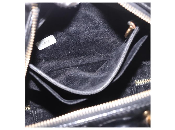 CHANEL Vanity Cosmetic Pouch Patent 2way Black Gold CC Auth BA14000A Nero D'oro - vista 22