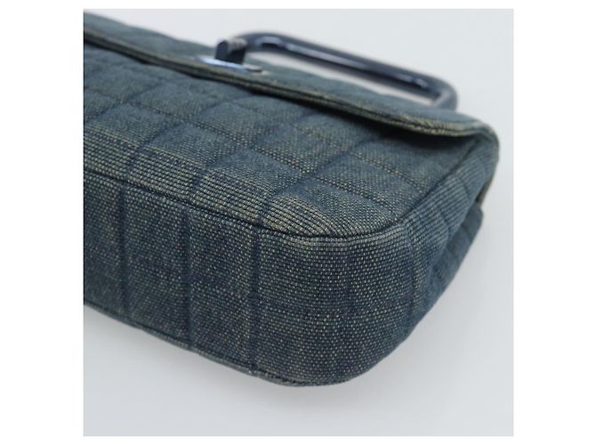 Borsa CHANEL 2.55 Choco Bar Line Canvas Blu CC Auth mr2780V - vista 10