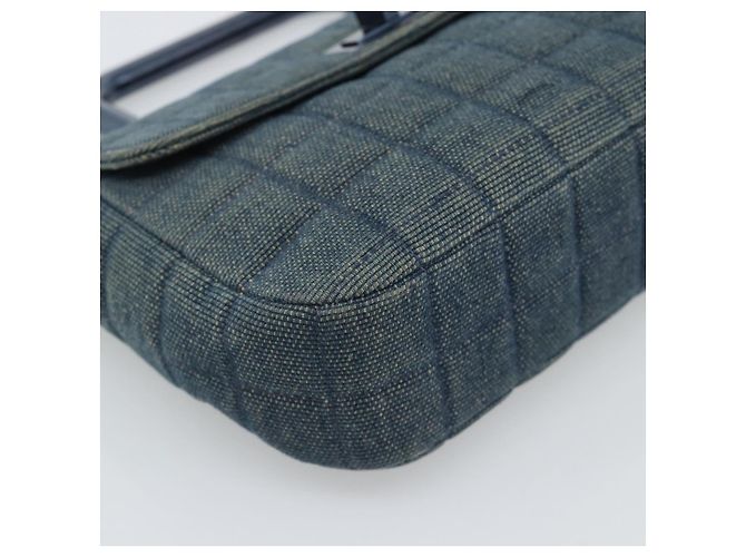 Borsa CHANEL 2.55 Choco Bar Line Canvas Blu CC Auth mr2780V - vista 11
