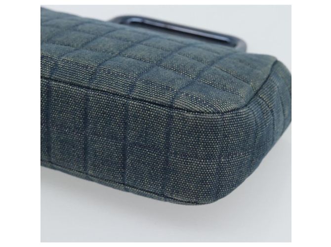 Borsa CHANEL 2.55 Choco Bar Line Canvas Blu CC Auth mr2780V - vista 12