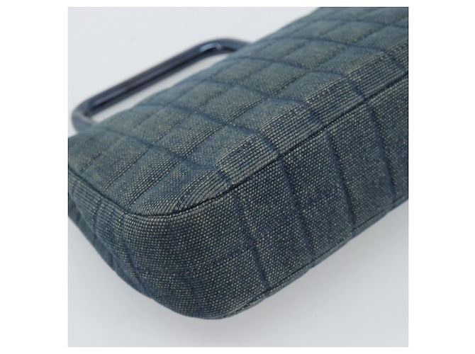 Borsa CHANEL 2.55 Choco Bar Line Canvas Blu CC Auth mr2780V - vista 13