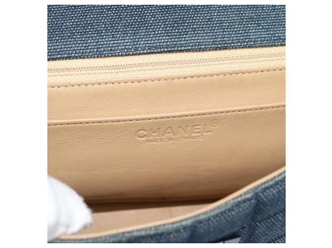Borsa CHANEL 2.55 Choco Bar Line Canvas Blu CC Auth mr2780V - vista 15