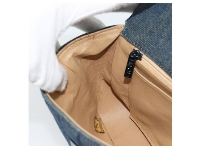Borsa CHANEL 2.55 Choco Bar Line Canvas Blu CC Auth mr2780V - vista 18