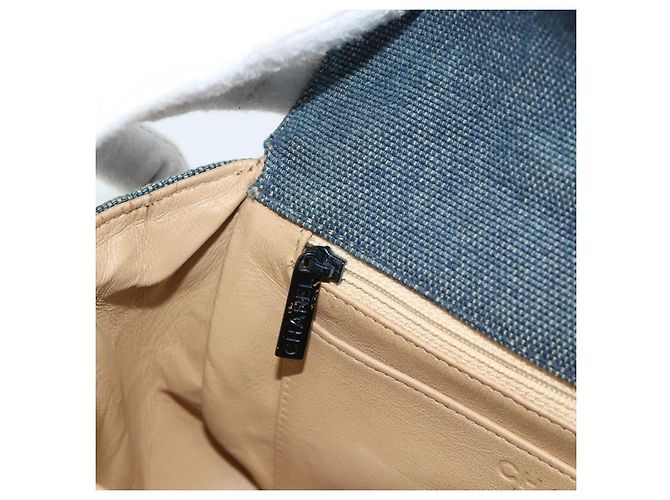 Borsa CHANEL 2.55 Choco Bar Line Canvas Blu CC Auth mr2780V - vista 19