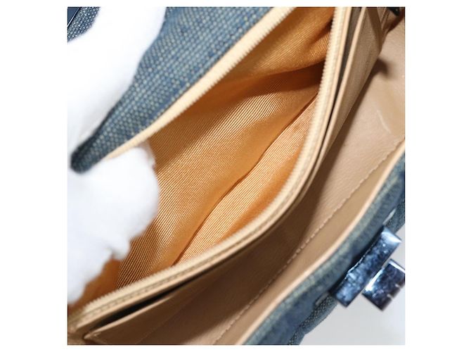 Borsa CHANEL 2.55 Choco Bar Line Canvas Blu CC Auth mr2780V - vista 20