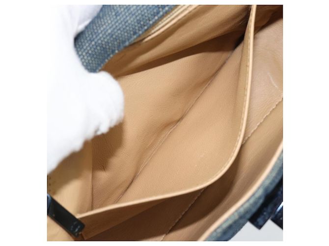 Borsa CHANEL 2.55 Choco Bar Line Canvas Blu CC Auth mr2780V - vista 21