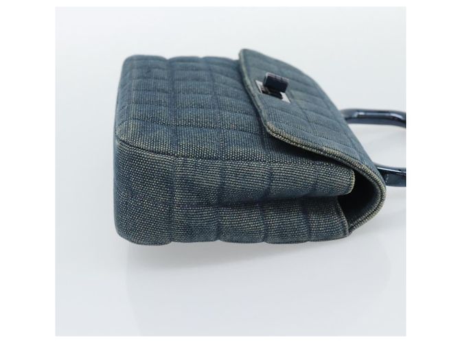 Borsa CHANEL 2.55 Choco Bar Line Canvas Blu CC Auth mr2780V - vista 5