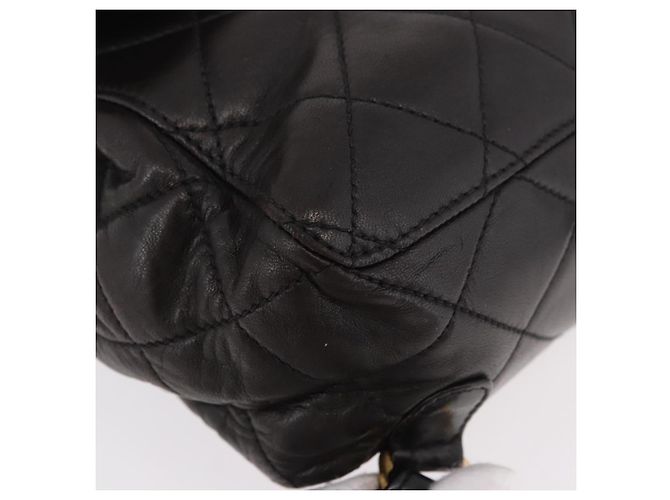 CHANEL Matelasse Rucksack Lammfell Gold Schwarz CC Auth 189824SAV Golden - Ansicht 10