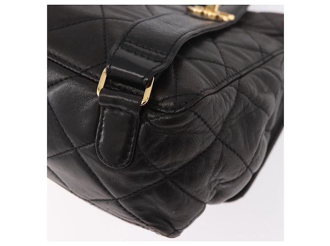 CHANEL Matelasse Rucksack Lammfell Gold Schwarz CC Auth 189824SAV Golden - Ansicht 13