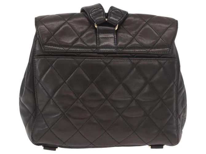 CHANEL Matelasse Rucksack Lammfell Gold Schwarz CC Auth 189824SAV Golden - Ansicht 3
