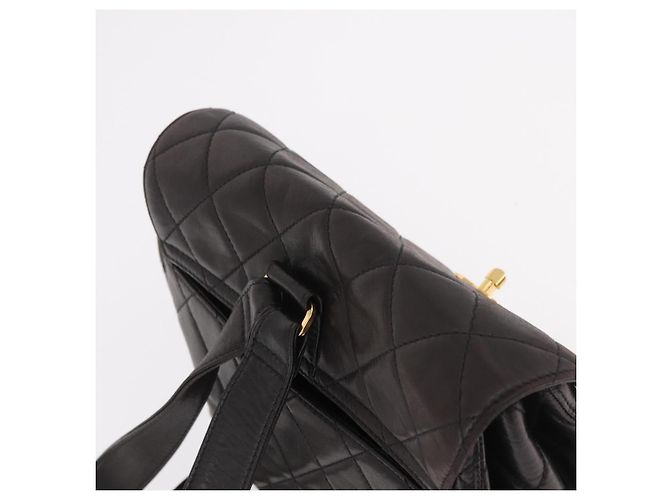 CHANEL Matelasse Rucksack Lammfell Gold Schwarz CC Auth 189824SAV Golden - Ansicht 6