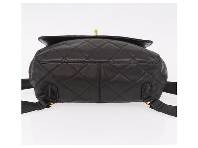 CHANEL Matelasse Rucksack Lammfell Gold Schwarz CC Auth 189824SAV Golden - Ansicht 9