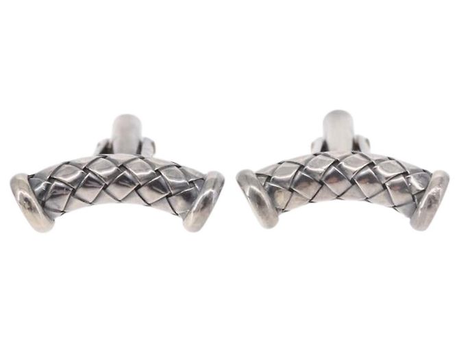 BOTTEGA VENETA INTRECCIATO Cuffs & Cuff Case Silver Ag925 Auth BA14025V Argento - vista 15