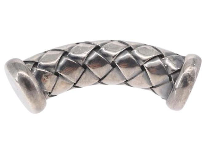 BOTTEGA VENETA INTRECCIATO Cuffs & Cuff Case Silver Ag925 Auth BA14025V Argento - vista 23