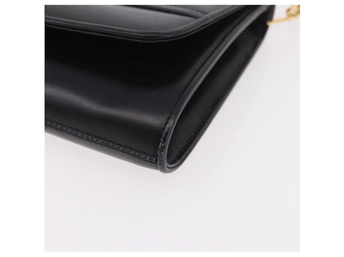 Borsa a Spalla con Catena GUCCI in Pelle Nera e Oro Auth 191035 Nero D'oro - vista 11