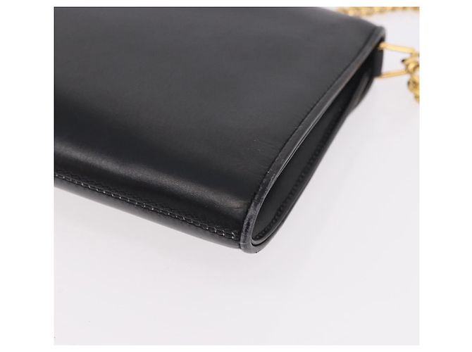 Borsa a Spalla con Catena GUCCI in Pelle Nera e Oro Auth 191035 Nero D'oro - vista 13