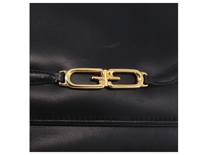 Borsa a Spalla con Catena GUCCI in Pelle Nera e Oro Auth 191035 Nero D'oro - vista 14