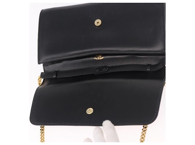 Borsa a Spalla con Catena GUCCI in Pelle Nera e Oro Auth 191035 Nero D'oro - vista 15