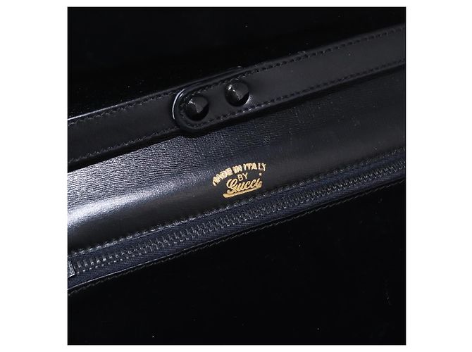 Borsa a Spalla con Catena GUCCI in Pelle Nera e Oro Auth 191035 Nero D'oro - vista 16