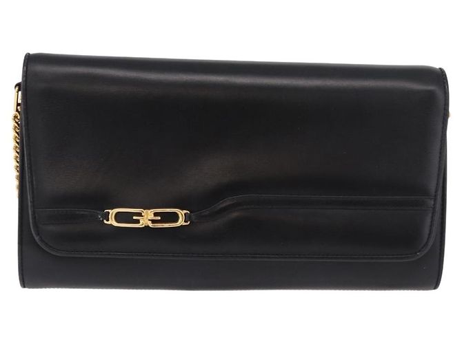 Borsa a Spalla con Catena GUCCI in Pelle Nera e Oro Auth 191035 Nero D'oro - vista 2
