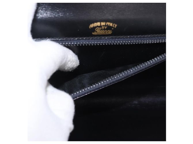 Borsa a Spalla con Catena GUCCI in Pelle Nera e Oro Auth 191035 Nero D'oro - vista 21