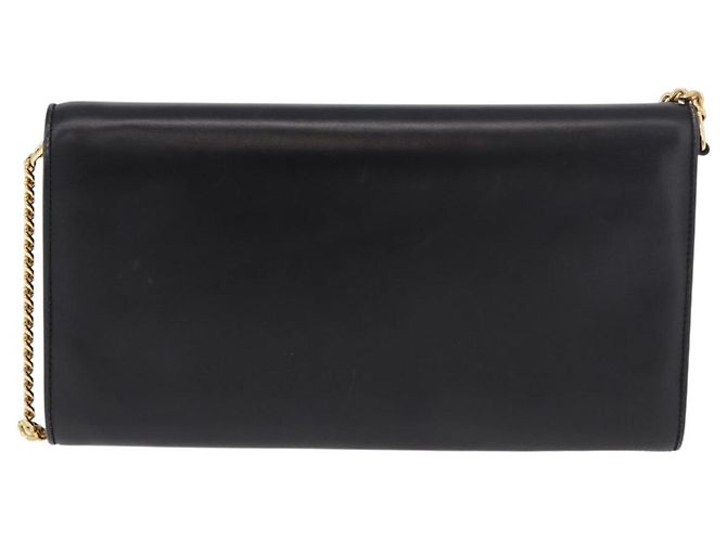 Borsa a Spalla con Catena GUCCI in Pelle Nera e Oro Auth 191035 Nero D'oro - vista 3
