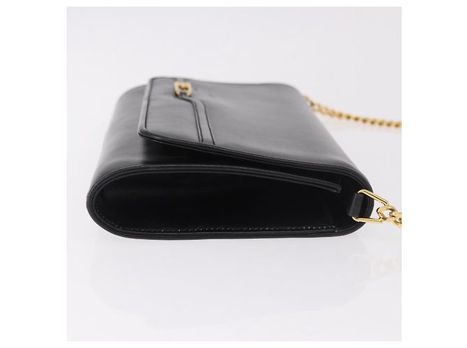 Borsa a Spalla con Catena GUCCI in Pelle Nera e Oro Auth 191035 Nero D'oro - vista 4