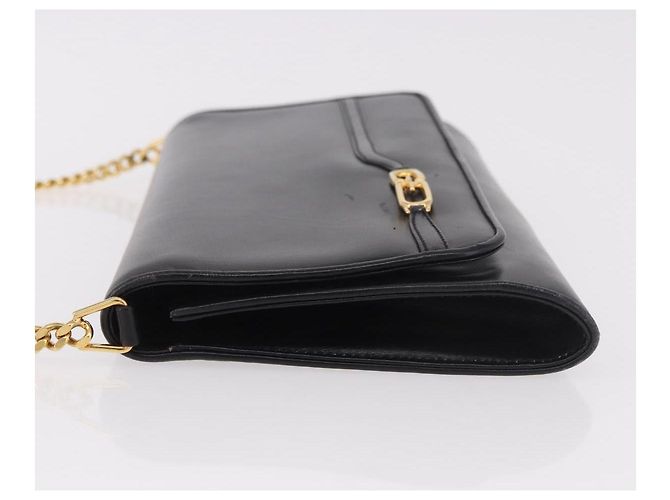 Borsa a Spalla con Catena GUCCI in Pelle Nera e Oro Auth 191035 Nero D'oro - vista 5