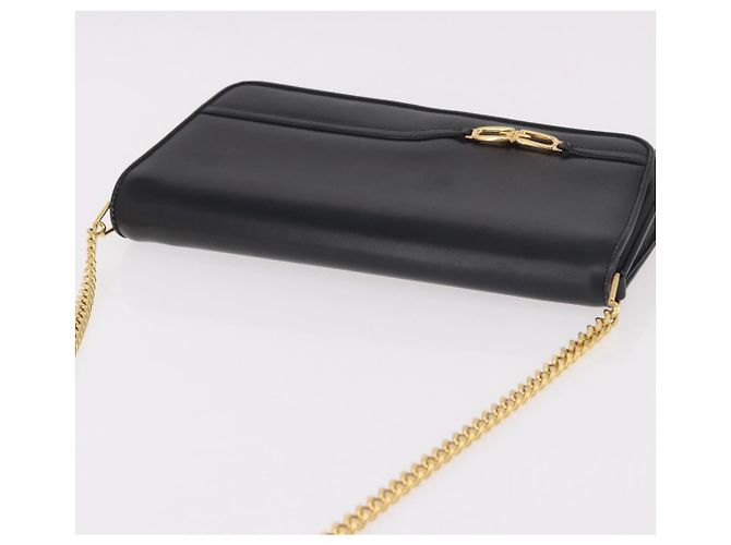 Borsa a Spalla con Catena GUCCI in Pelle Nera e Oro Auth 191035 Nero D'oro - vista 6