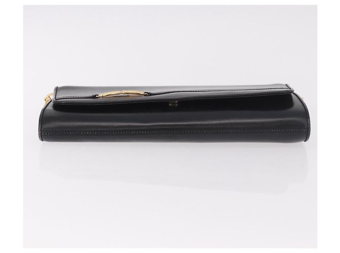 Borsa a Spalla con Catena GUCCI in Pelle Nera e Oro Auth 191035 Nero D'oro - vista 9