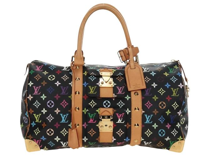 LOUIS VUITTON Monogram Multicolor Keepall 45 Borsa Nera M92640 LV Auth 190120SM Nero - vista 13