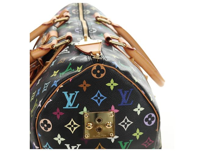 LOUIS VUITTON Monogram Multicolor Keepall 45 Borsa Nera M92640 LV Auth 190120SM Nero - vista 26