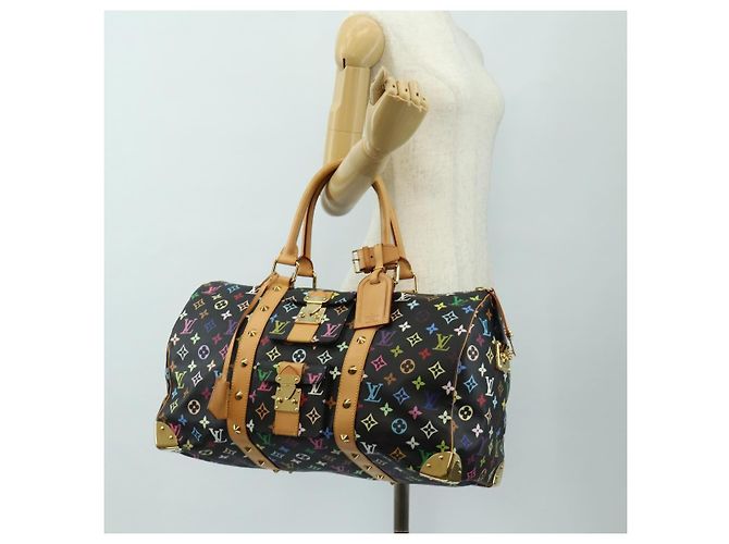 LOUIS VUITTON Monogram Multicolor Keepall 45 Borsa Nera M92640 LV Auth 190120SM Nero - vista 30