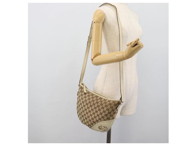 Borsa a tracolla GUCCI GG Canvas Newbrit Beige Oro 169998 Auth mr2699A D'oro - vista 22