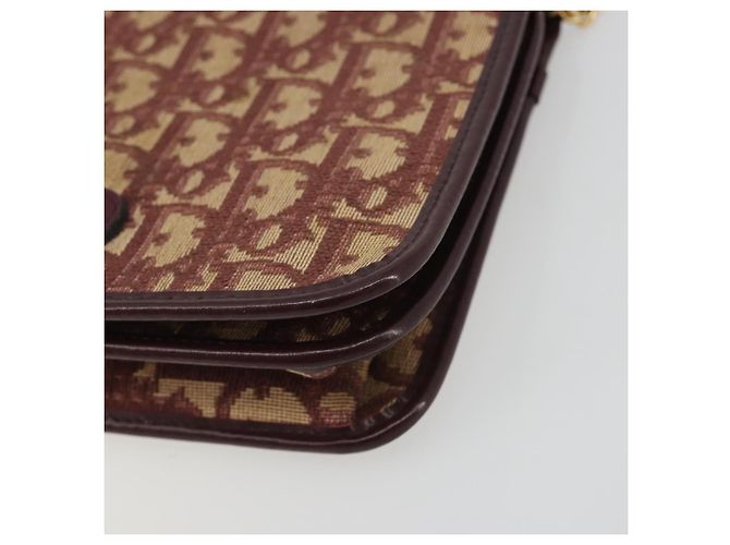 Borsa a tracolla con catena in tela Christian Dior Trotter Rosso Oro Auth 190630 - vista 10