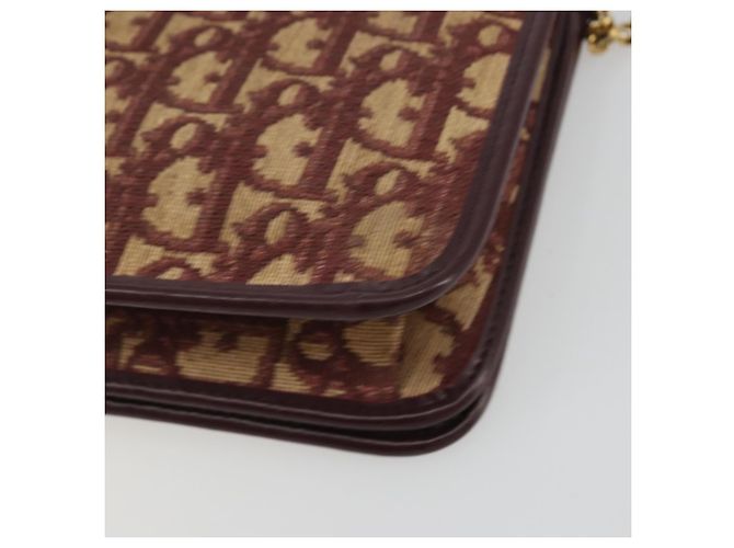 Borsa a tracolla con catena in tela Christian Dior Trotter Rosso Oro Auth 190630 - vista 12