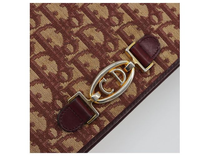 Borsa a tracolla con catena in tela Christian Dior Trotter Rosso Oro Auth 190630 - vista 14
